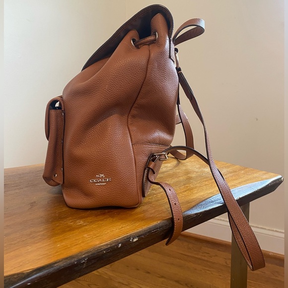 Auth Coach Leather Billie Saddle Brown Backpack - Picture 5 of 16